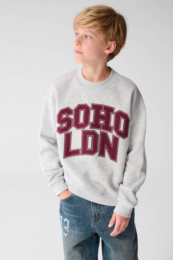 Shoeby sweater met tekst lichtgrijs