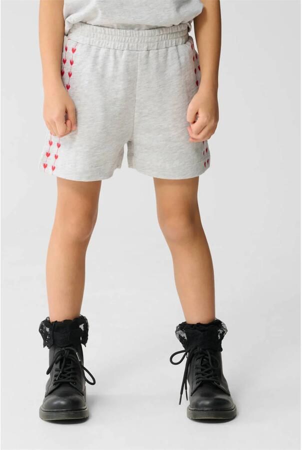 Shoeby sweatshort met hartjes lichtgrijs