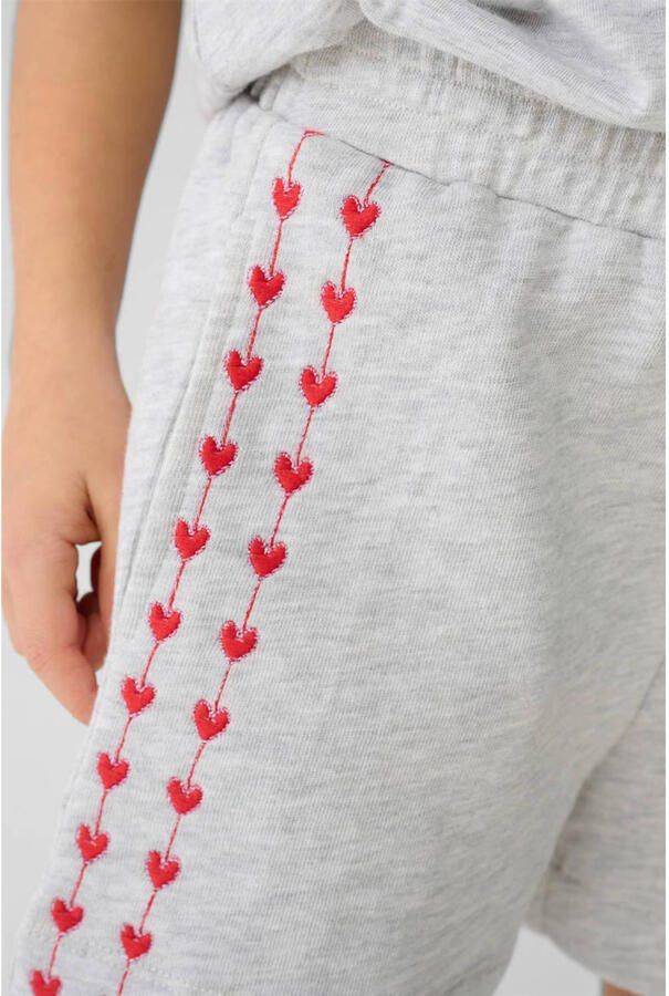 Shoeby sweatshort met hartjes lichtgrijs - Foto 2
