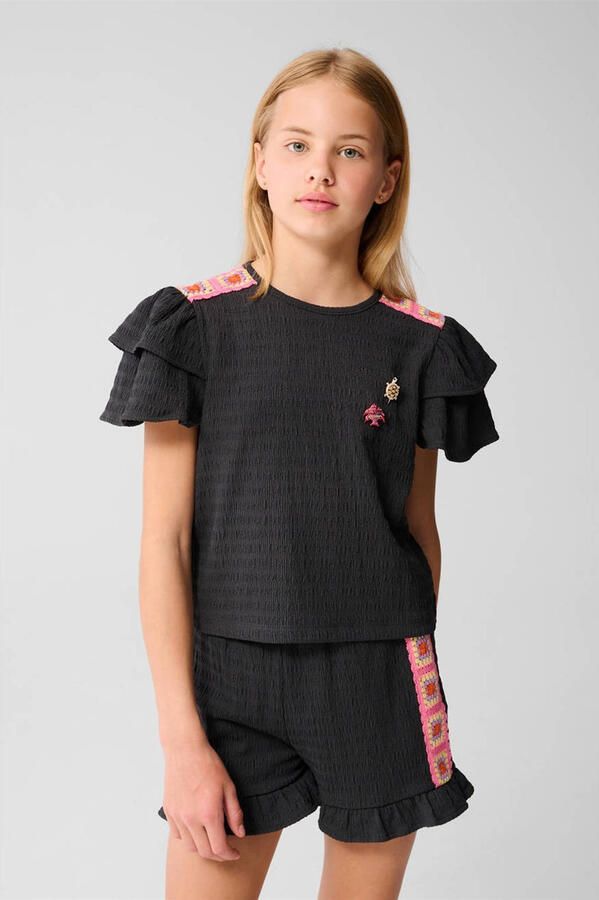 Shoeby T-shirt antraciet crochet