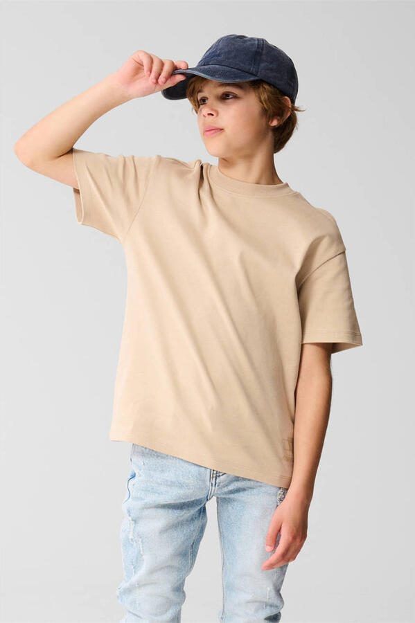 Shoeby T-shirt beige Jongens Katoen Ronde hals Effen