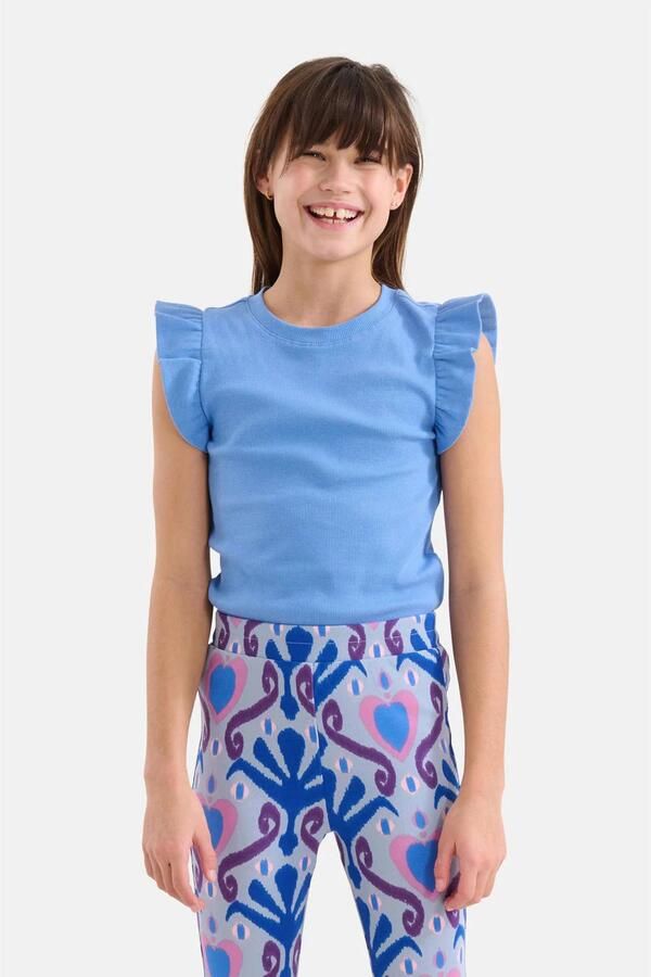 Shoeby T-shirt blauw Meisjes Katoen Ronde hals Effen 146 152