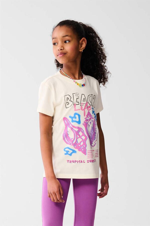 Shoeby T-shirt ecru met glitter