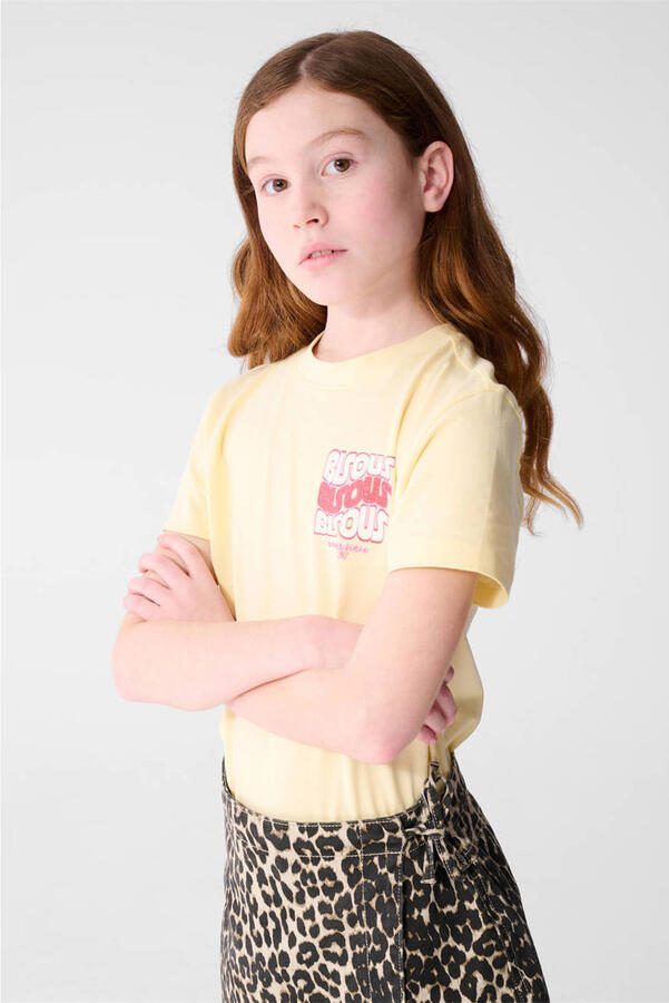 Shoeby T-shirt lichtgeel met glitter - Foto 3