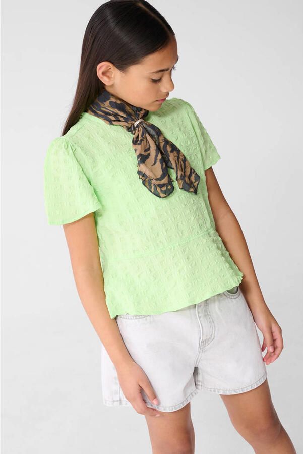 Shoeby T-shirt lichtgroen met textuur