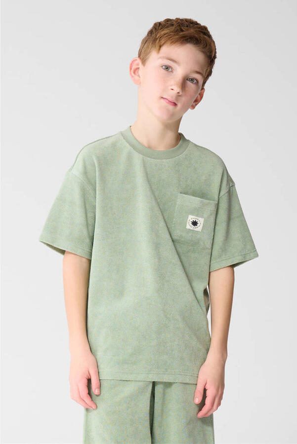 Shoeby T-shirt lichtgroen met textuur