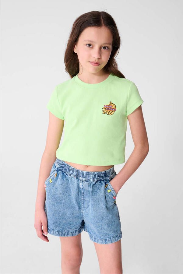 Shoeby T-shirt lichtgroen rib gebreid