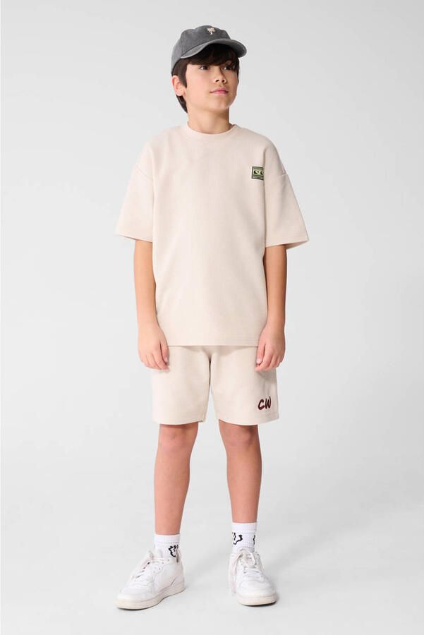 Shoeby T-shirt met backprint beige met textuur
