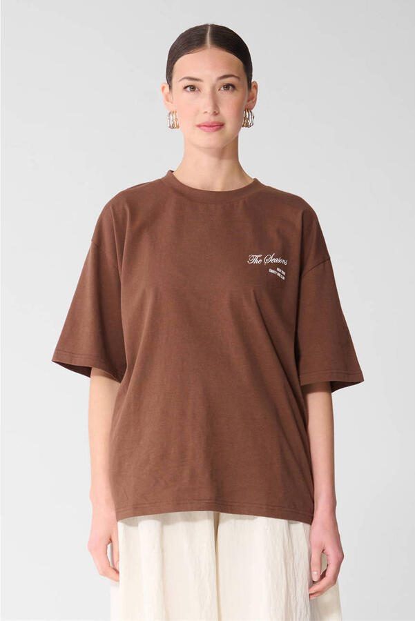 Shoeby T-shirt met backprint bruin - Foto 3