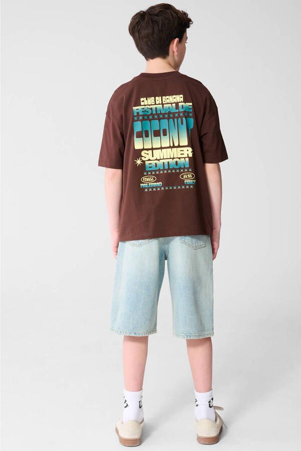 Shoeby T-shirt met backprint bruin - Foto 2