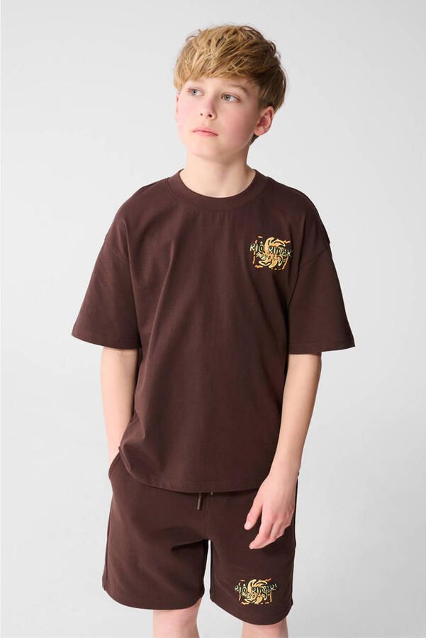 Shoeby T-shirt met backprint donkerbruin