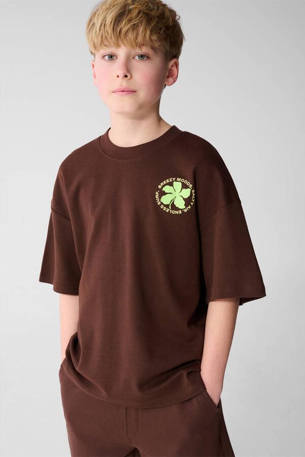 Shoeby T-shirt met backprint donkerbruin