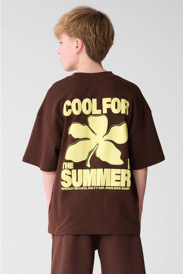 Shoeby T-shirt met backprint donkerbruin - Foto 2