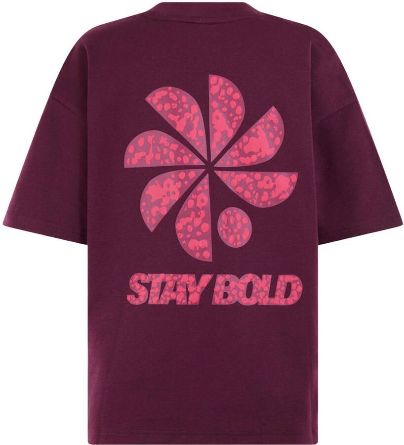Shoeby T-shirt met backprint donkerrood - Foto 2