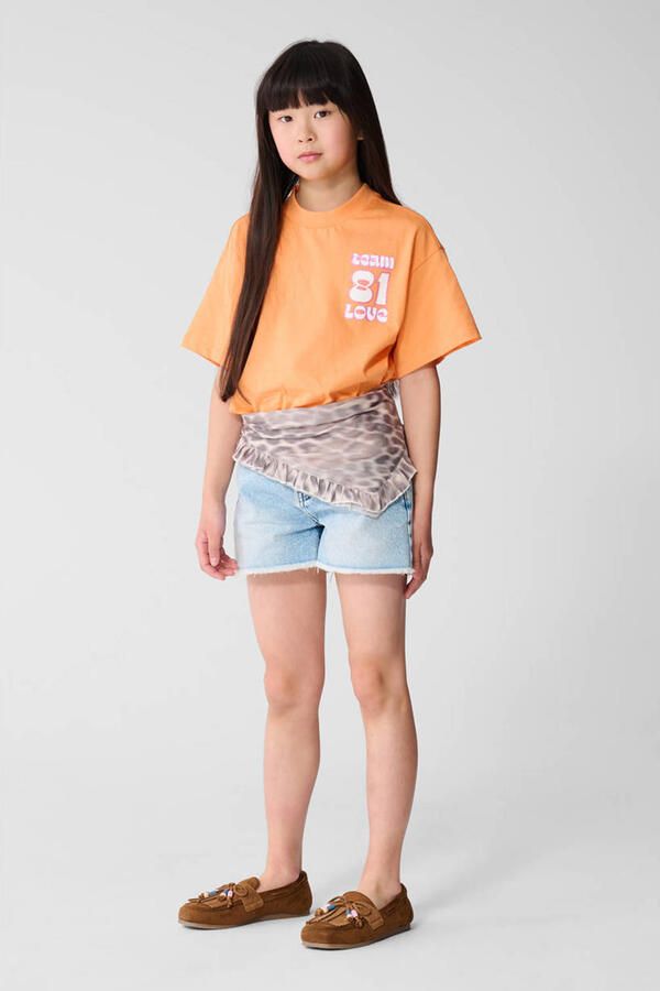 Shoeby T-shirt met backprint oranje met glitter - Foto 3