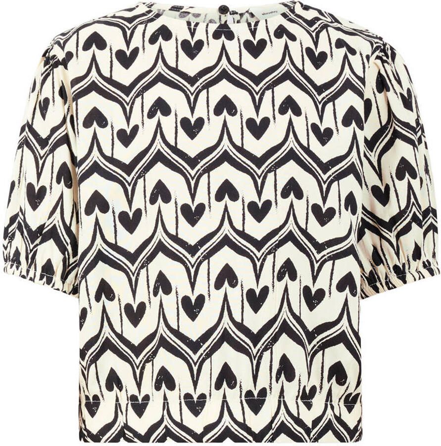 Shoeby T-shirt met hartjes ecru