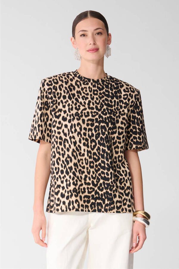 Shoeby T-shirt met panterprint bruin