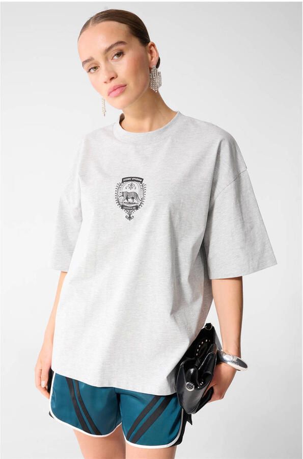 Shoeby T-shirt met print lichtgrijs