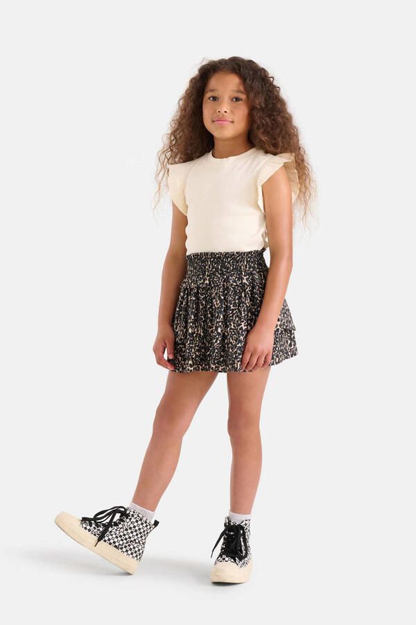 Shoeby T-shirt met ruches ecru Wit Meisjes Katoen Ronde hals Effen 134 140 - Foto 3
