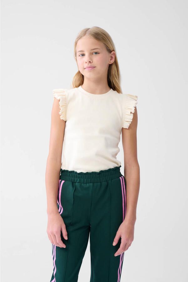 Shoeby T-shirt met ruches ecru Wit Meisjes Katoen Ronde hals Effen 134 140 - Foto 2