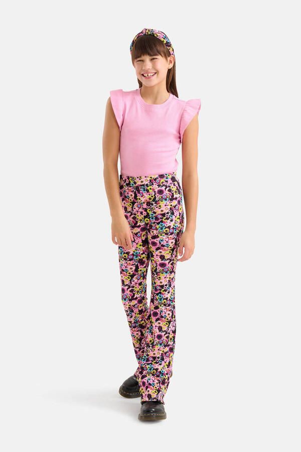 Shoeby T-shirt met ruches roze Meisjes Katoen Ronde hals Effen 146 152