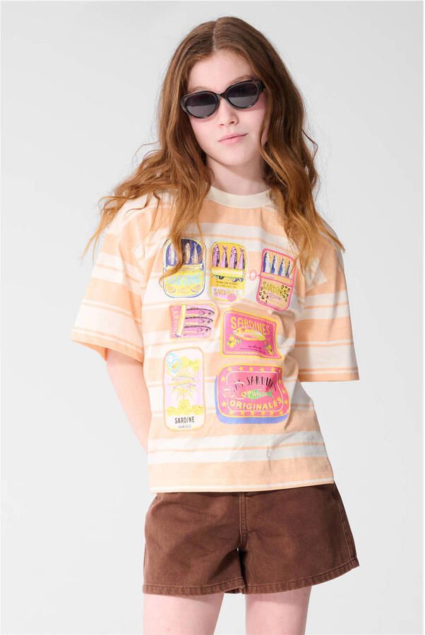 Shoeby T-shirt oranje wit