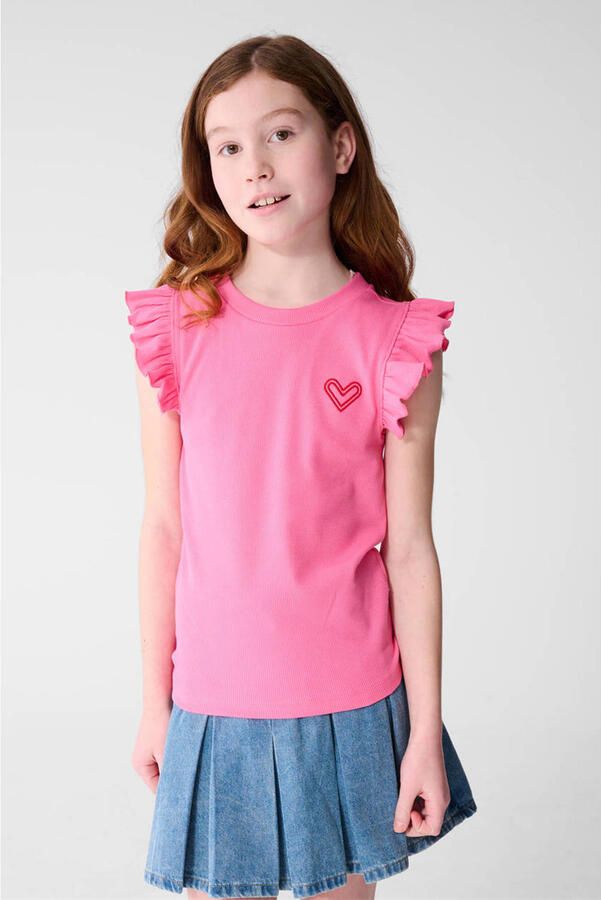 Shoeby T-shirt roze rib gebreid