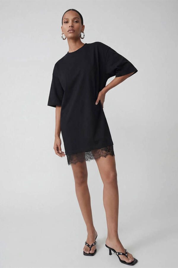 Shoeby T-shirtjurk met kant zwart