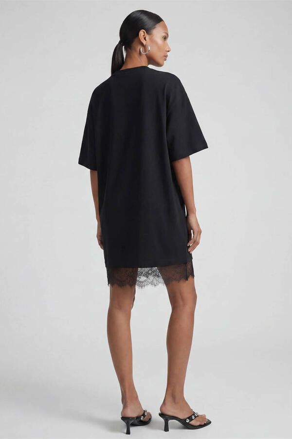 Shoeby T-shirtjurk met kant zwart - Foto 3