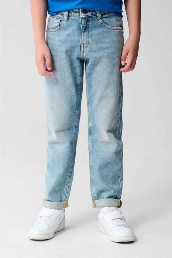 Shoeby tapered boyfriend jeans medium blue denim bleached