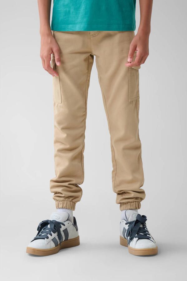 Shoeby tapered fit cargobroek zand Beige Jongens Katoen Effen 122 128 - Foto 2