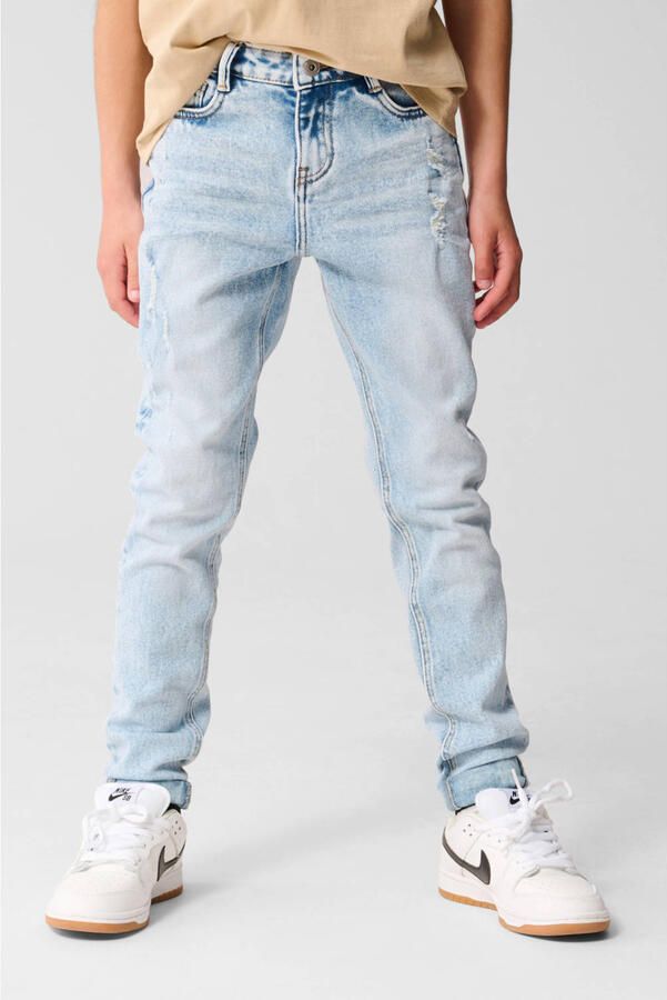 Shoeby tapered fit jeans bleached Blauw Jongens Katoen Effen 104