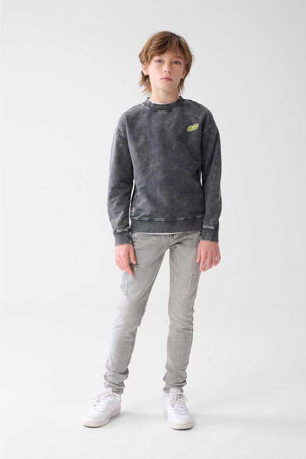 Shoeby tapered fit jeans grey denim Grijs Jongens Stretchdenim Effen 104 - Foto 3