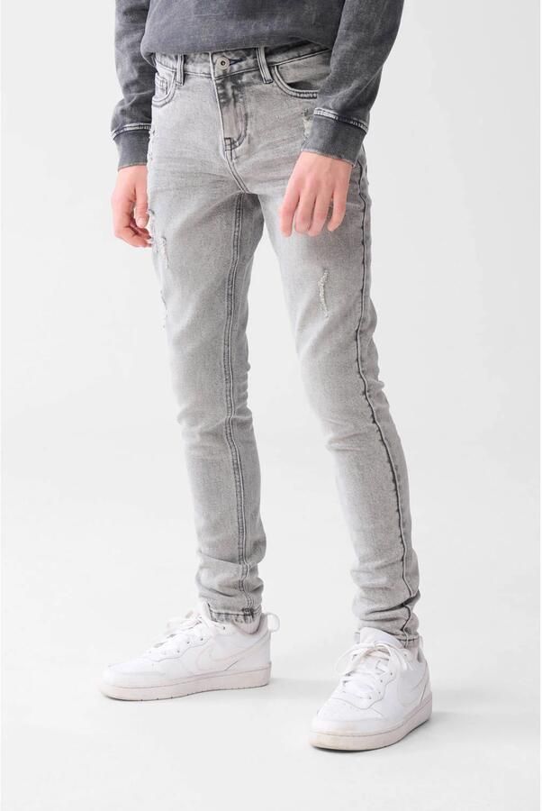 Shoeby tapered fit jeans grey denim Grijs Jongens Stretchdenim Effen 104 - Foto 2