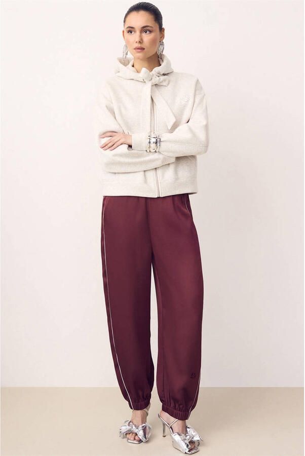 Shoeby tapered high waist casual broek donkerrood - Foto 2