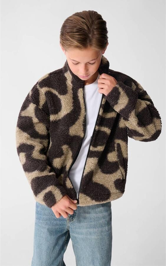 Shoeby teddy jas met print donkerbruin All over print