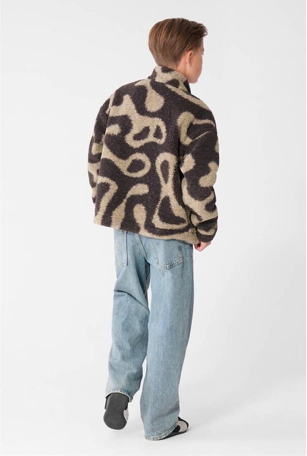 Shoeby teddy jas met print donkerbruin All over print - Foto 2