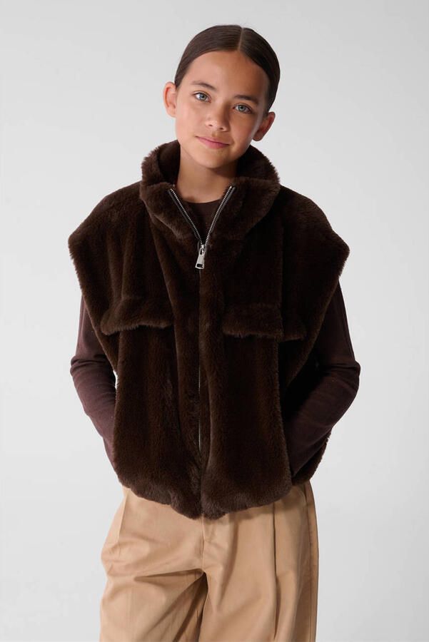 Shoeby teddy oversized gilet donkerbruin