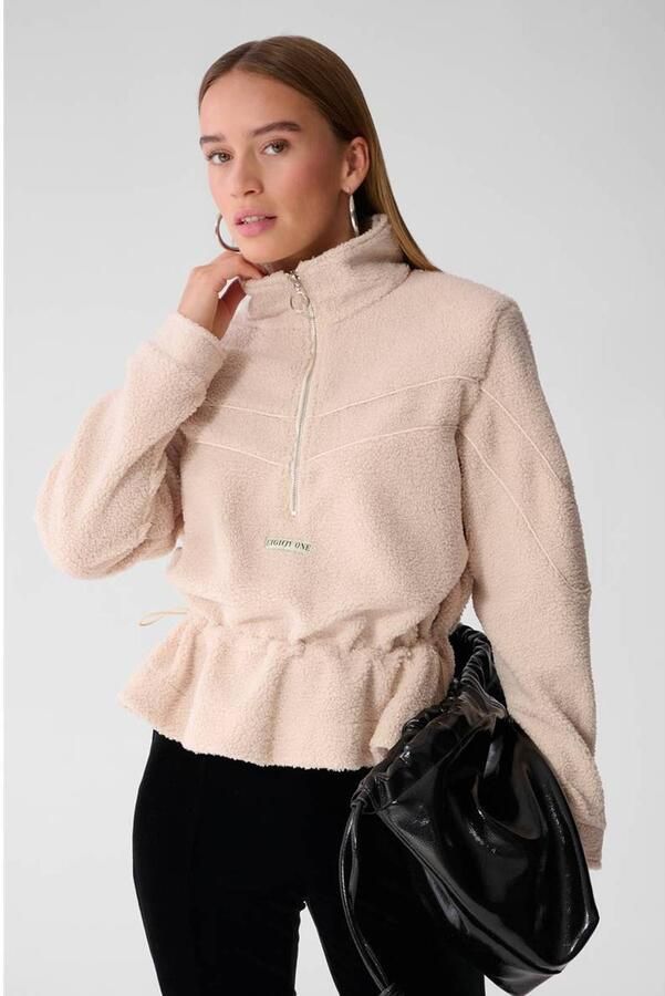 Shoeby teddy trui met peplum zand