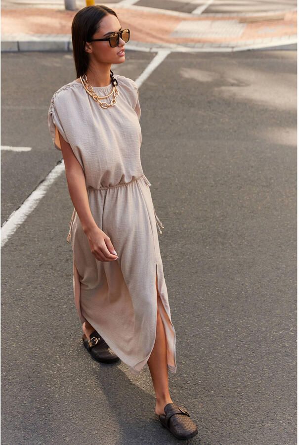 Shoeby midi rok met glitter beige - Foto 2