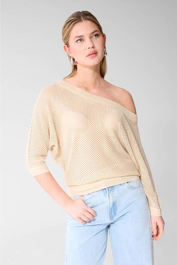 Shoeby top met glitter ecru