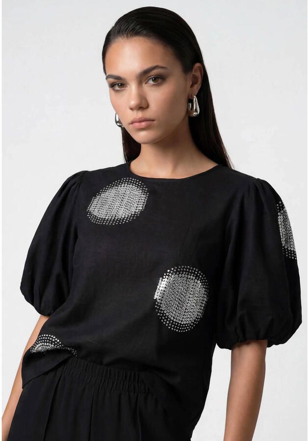 Shoeby top met pailletten en stippen zwart