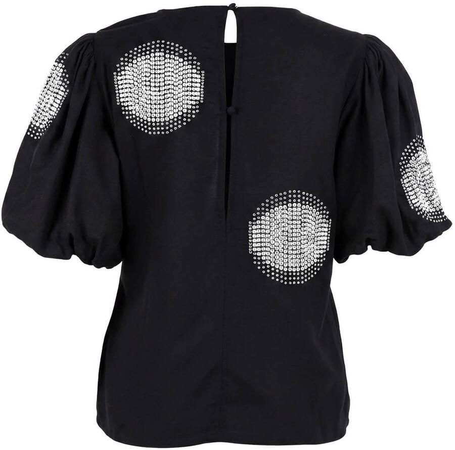 Shoeby top met pailletten en stippen zwart - Foto 2