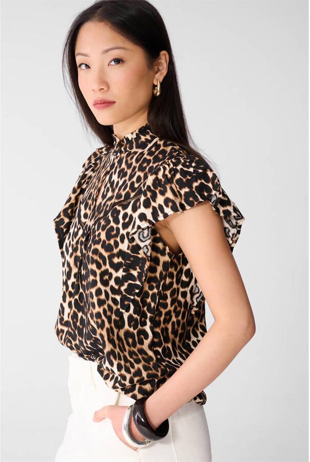 Shoeby top met panterprint bruin broderie - Foto 3