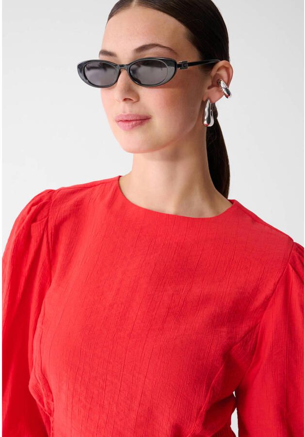 Shoeby top met peplum en smockwerk rood - Foto 2