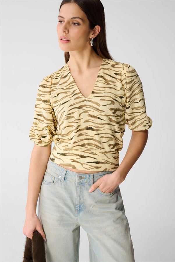 Shoeby top met zebraprint lichtgeel