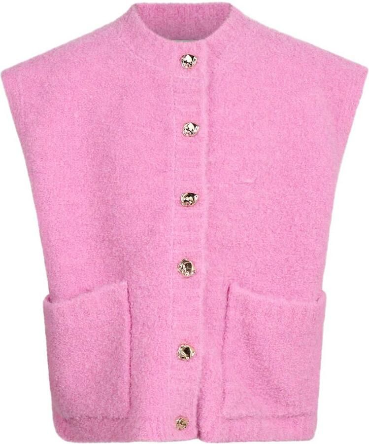 Shoeby tweed gilet met wol roze Effen
