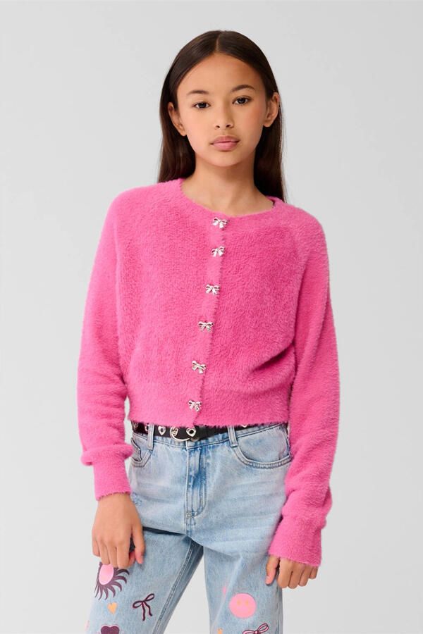 Shoeby vest roze fijn gebreid