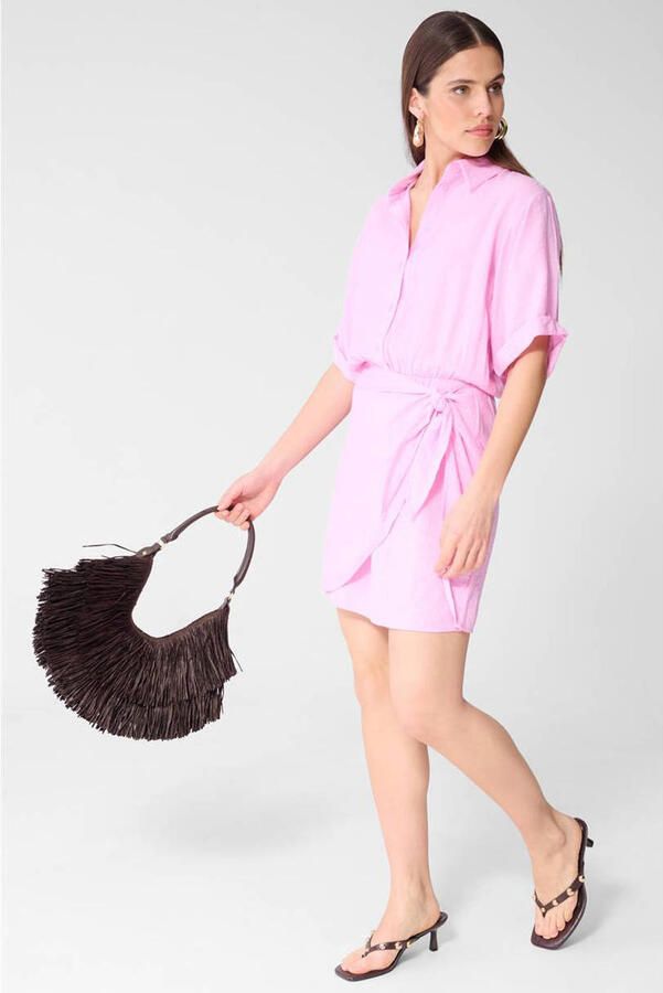 Shoeby viscose blousejurk met omslagdetail roze - Foto 2