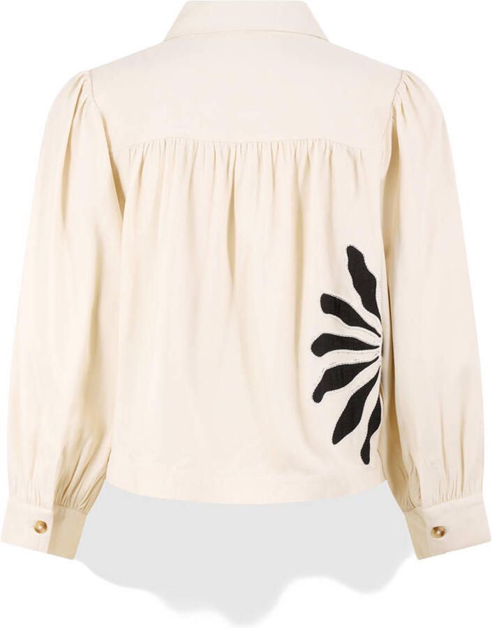 Shoeby viscose broderie blouse met print ecru - Foto 2